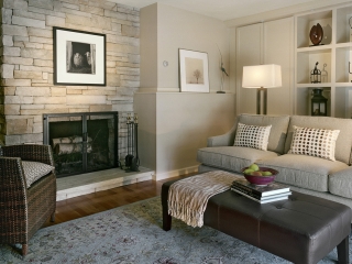 transitional interior design with new fireplace